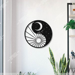 Yin Yang Wood Wall Art: Sun and Moon Decor