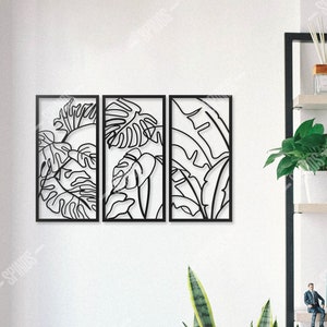Leaf Wood Wall Art: 3-Piece Plant Decor Set