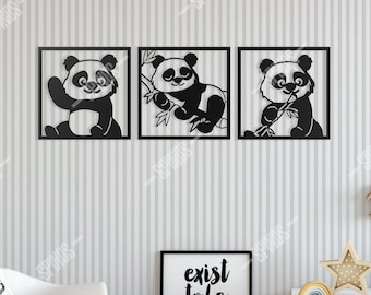 Panda Holzwandkunst - Kinderzimmer-Dekoset