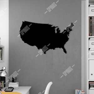 Décoration murale en bois, carte des États-Unis - Silhouette moderne des États-Unis - Décoration en forme de pays d'Amérique