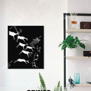 Paleolithic Cave Painting Wood Sign: Ancient Wall Decor