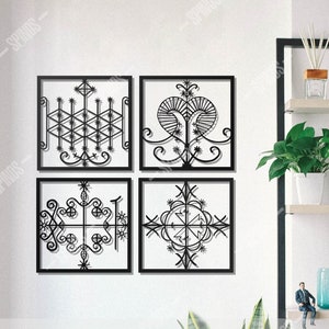 Voodoo Veve Wood Wall Art: Traditional African Decor