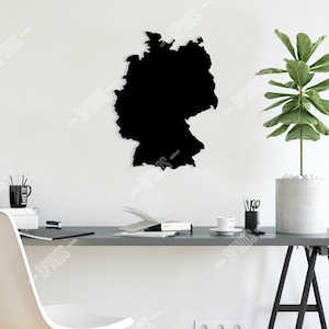 Arte mural con mapa de Alemania: silueta moderna de madera de Alemania, decoración rústica minimalista