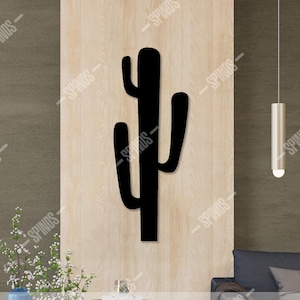 Minimalist Wooden Cactus Wall Art: Modern Desert Decor