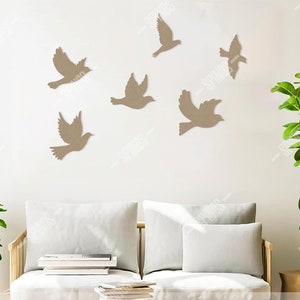 Flying Birds Wood Wall Art: 6-Piece Laser Cut Flock