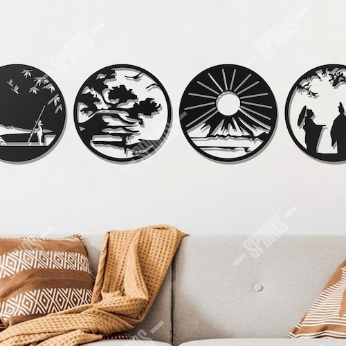 Japanese Wall Art Japan Themed Wall Decor Sakura Wood Sign Etsy