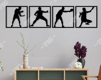 4-teiliges Ping Pong Spieler Silhouetten Set