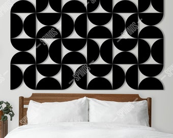 Modular Half Circle Wood Wall Decor: Retro Geometric Accent Panel