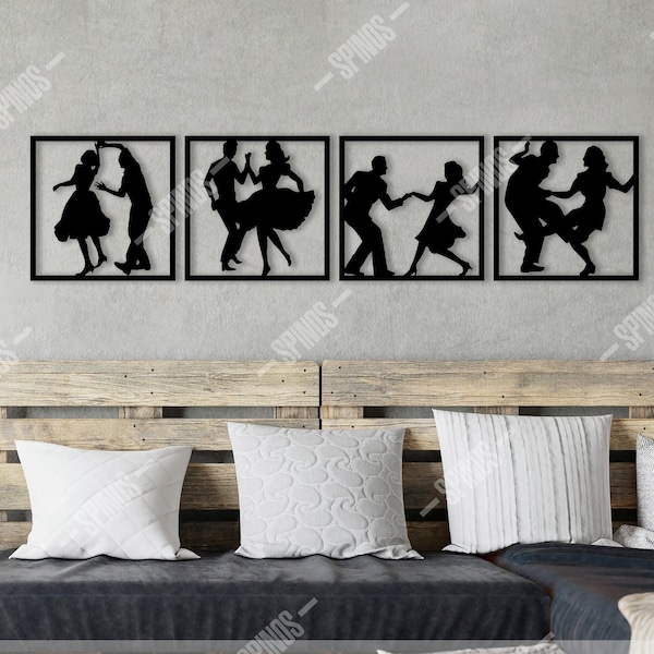 Lindy Hop Swing Dance Wood Wall Decor: 1920s Dancers Wall Art