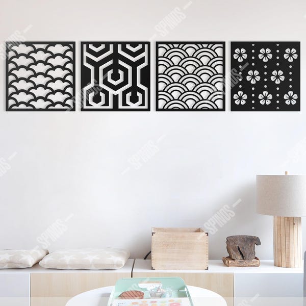 Japanese Pattern Wall Art: Asian Kimono Motif Decor