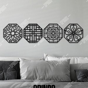 Korean Pattern Wall Decor - Korean Traditional Wall Art -  Korea Wood Wall Sign - Asian Wall Hanging - Korean Friends Gifts