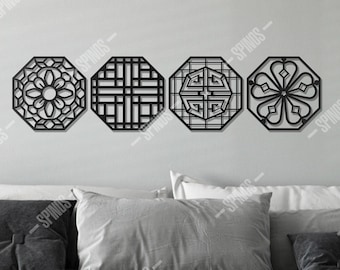 Korean Pattern Wall Decor - Korean Traditional Wall Art -  Korea Wood Wall Sign - Asian Wall Hanging - Korean Friends Gifts