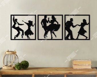 Swing Dance Wood Wall Decor, Lindy Hop Dancers Art, Rock'n Roll, Swingout, Partner Dance, Cadeau pour les amateurs de danse, Danse des années 1920