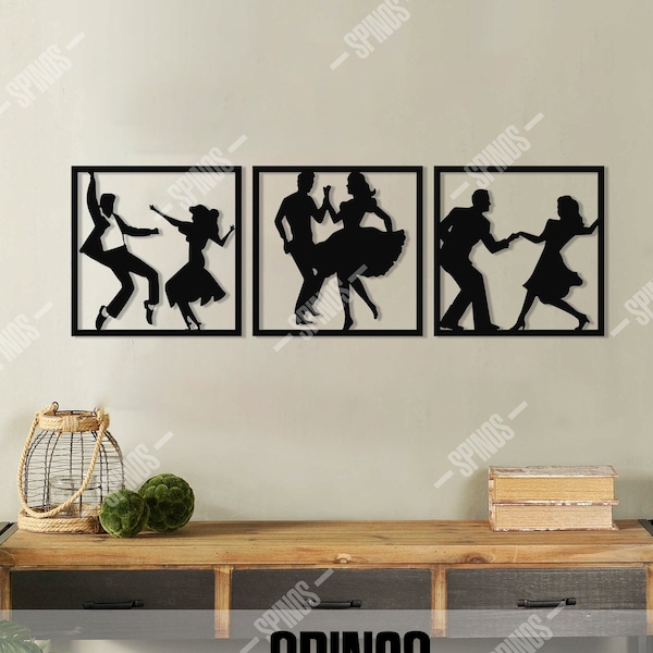 Swing Dance Wood Wall Decor, Lindy Hop Dancers Art, Rock'n Roll, Swingout, Partner Dance, Gift for Dance Lover, 1920s Dancing