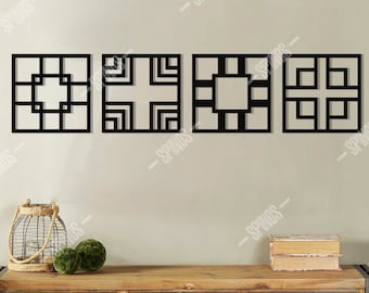 Frank Lloyd Wright Inspired Wood Wall Decor: Geometric Art Deco Panels