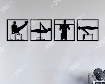 Decoración de pared de madera de calistenia: arte gimnástico, entrenamiento con peso corporal