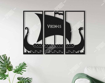 Viking Wood Wall Art, Drakkar/Drekar Wall Decor, Langskip/Longship Decoration, Sailboat, Reykjavik, Scandinavian/Nordic Ship Sign/Hanging