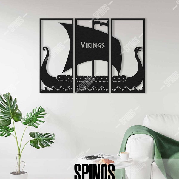 Viking Wood Wall Art, Drakkar/Drekar Wall Decor, Langskip/Longship Decoration, Sailboat, Reykjavik, Scandinavian/Nordic Ship Sign/Hanging