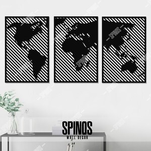 World Map Wood Wall Art - Geometric Wall Decor - Christmas Gift - Weltkarte - Housewarming Gift - Father's Day Gift - Gift for Husband