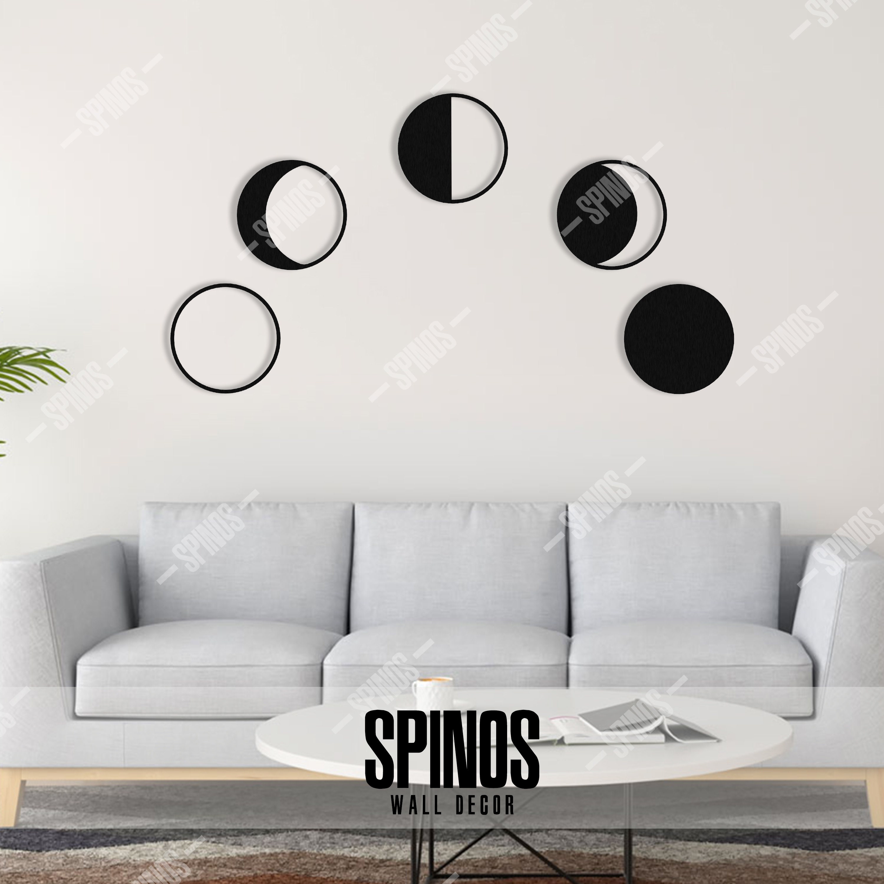 Lunar Phases Wood Wall Decor: Minimalist Black Moon Art - Etsy
