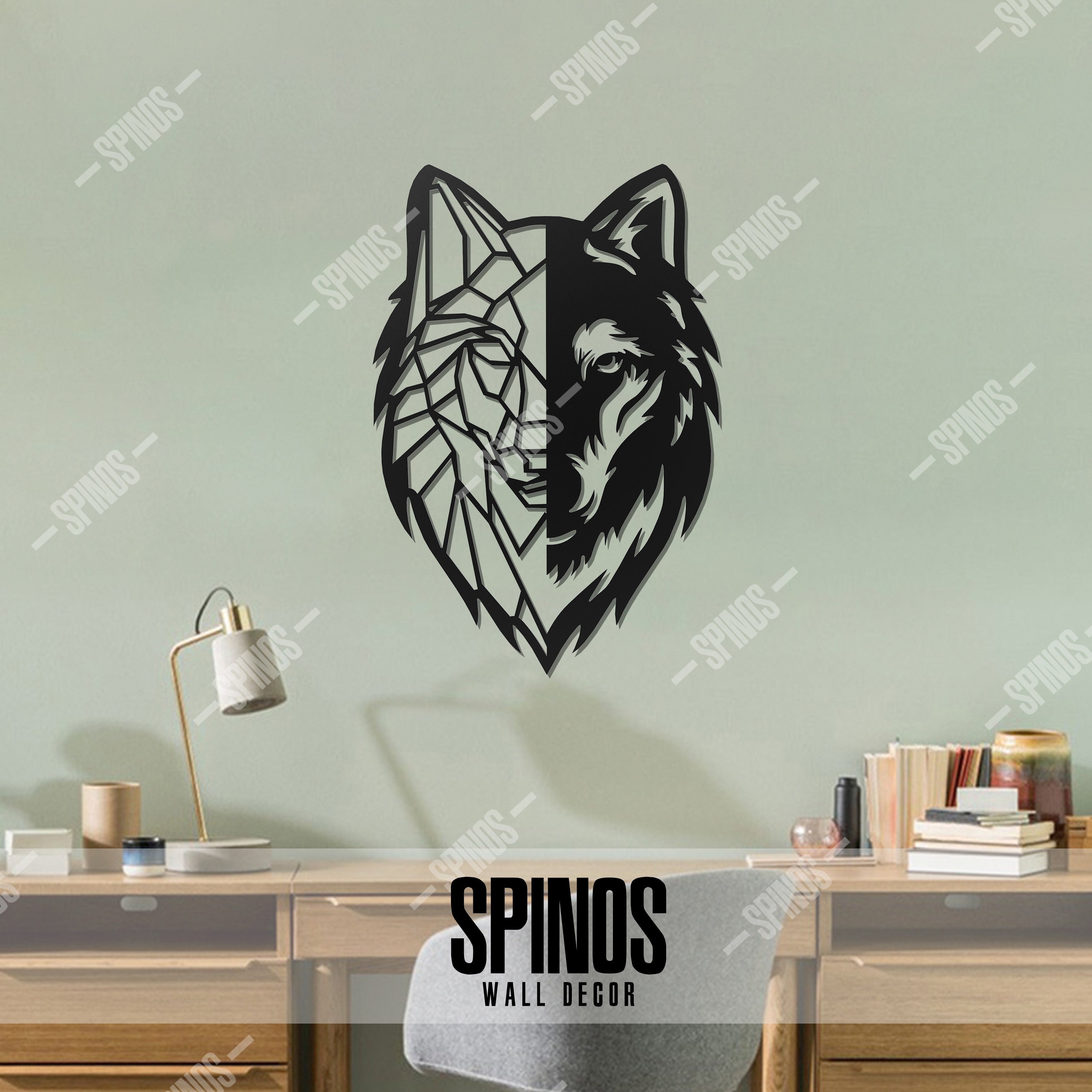 Geometric Wolf Wood Wall Art Wolf Head Wall Decor Wall - Etsy