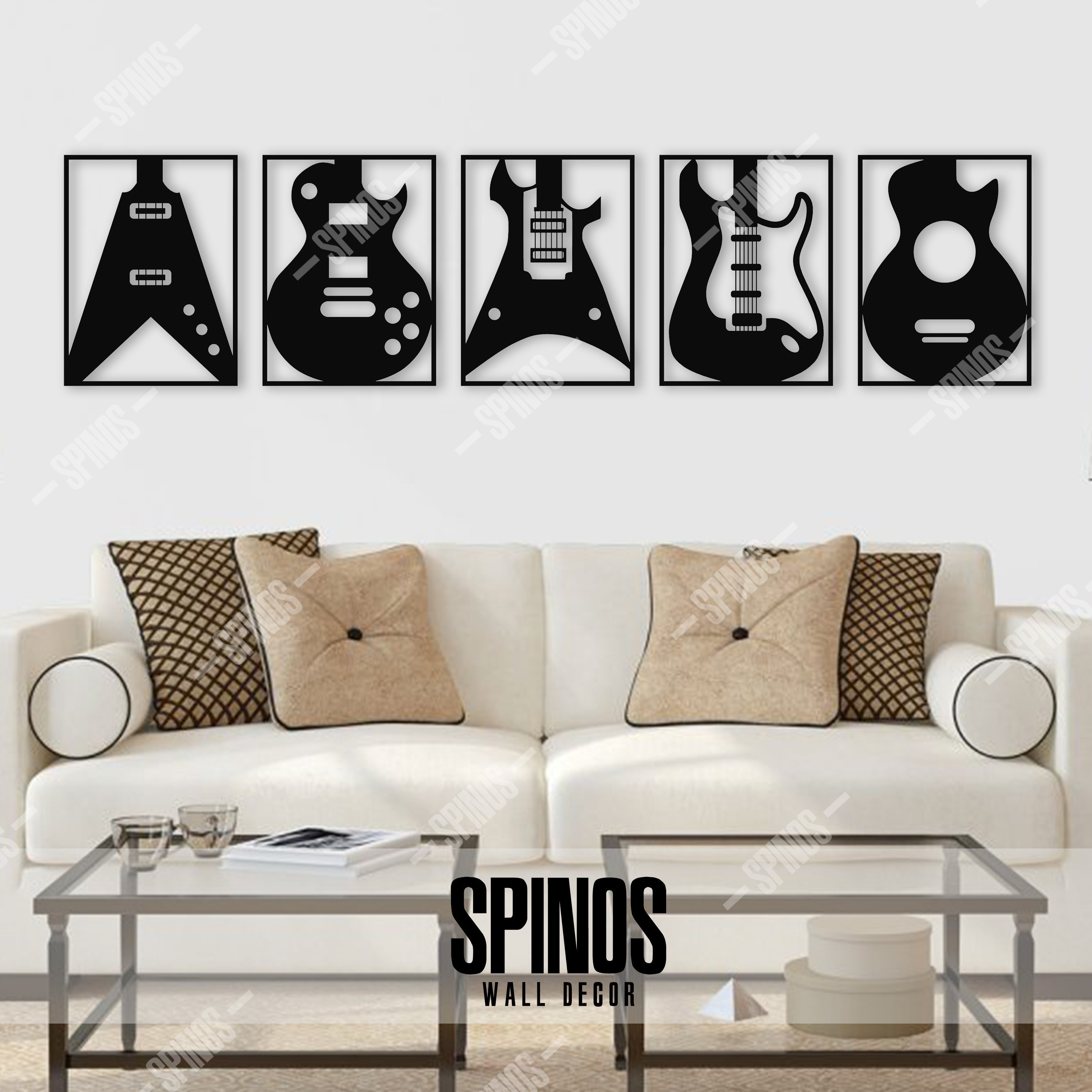Guitar Wood Wall Art 5 Pieces Music Wall Decor Electric Etsy UK