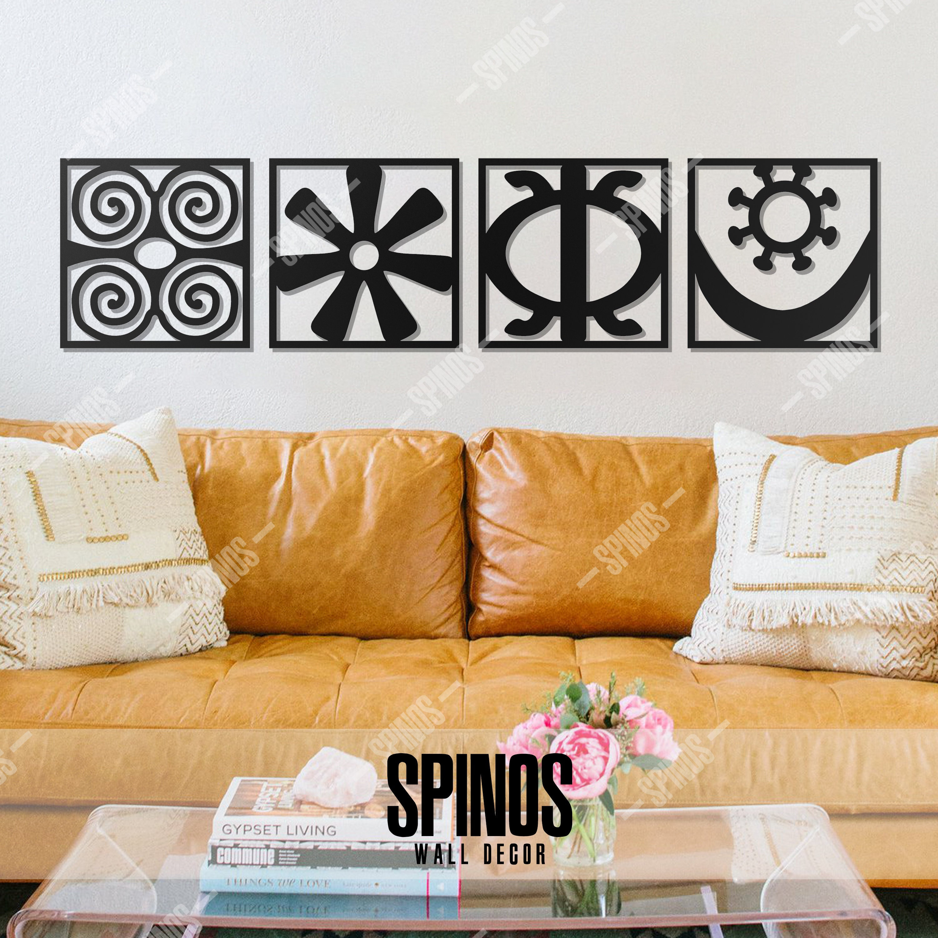 Adinkra Symbols Wood Wall Decor African Wall Art Ghanaian Etsy