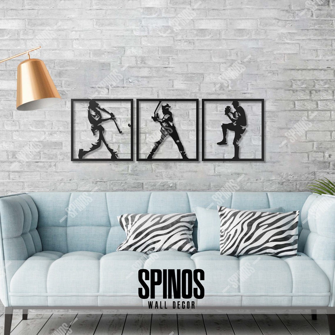 Baseball Wood Wall Art Baseballer Wall Decor 3 Pieces Etsy