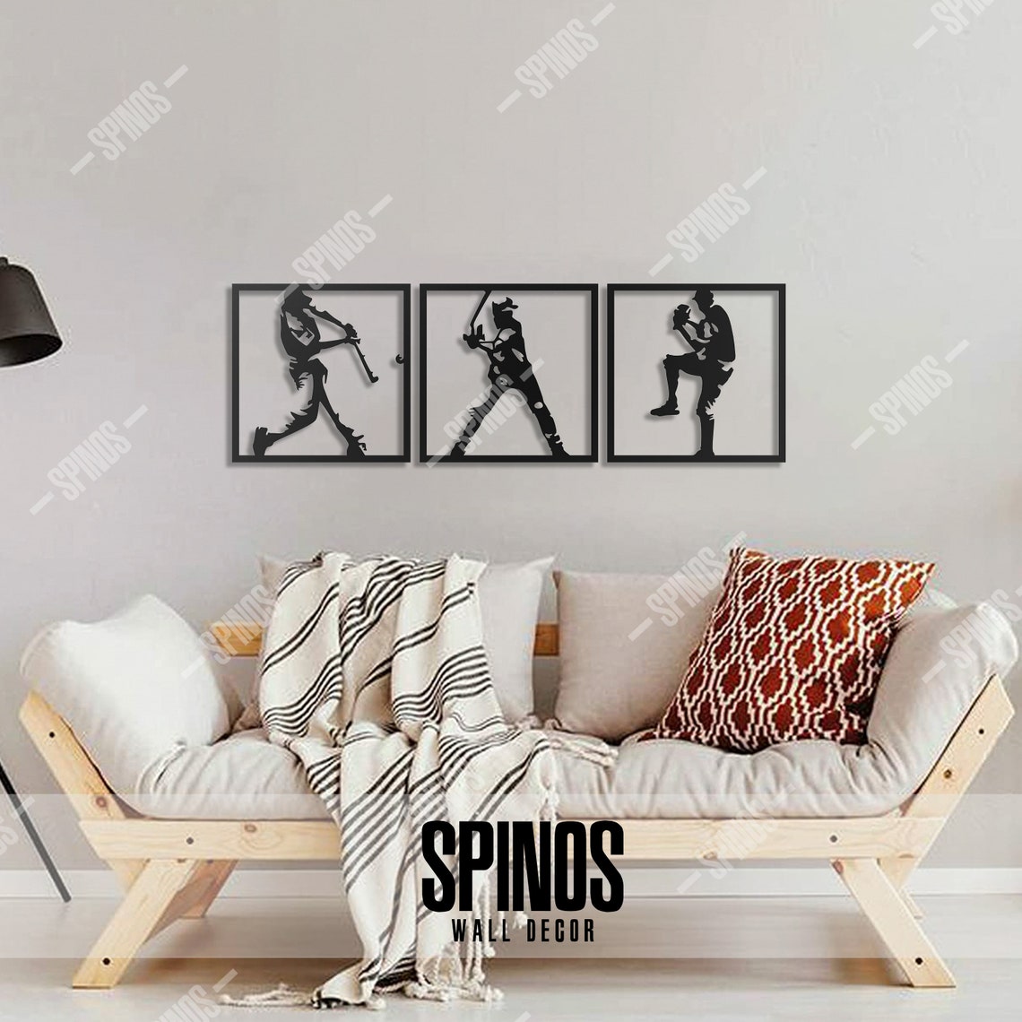 Baseball Wood Wall Art Baseballer Wall Decor 3 Pieces Etsy