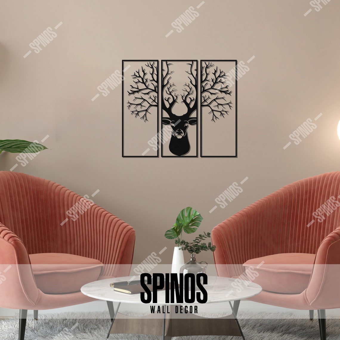 Deer Wood Wall Decor Tree Branch Wall Art Deer Head Sign Etsy