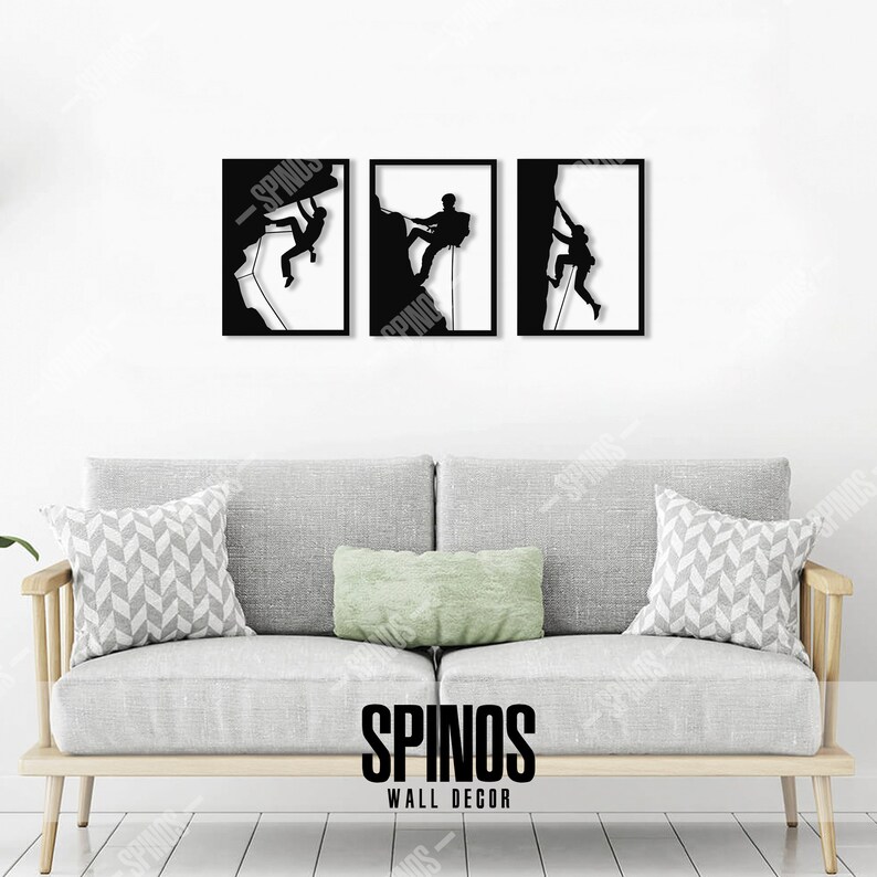 Rock Climber Wood Wall Art Climbing Wall Decor 3 Pieces Etsy