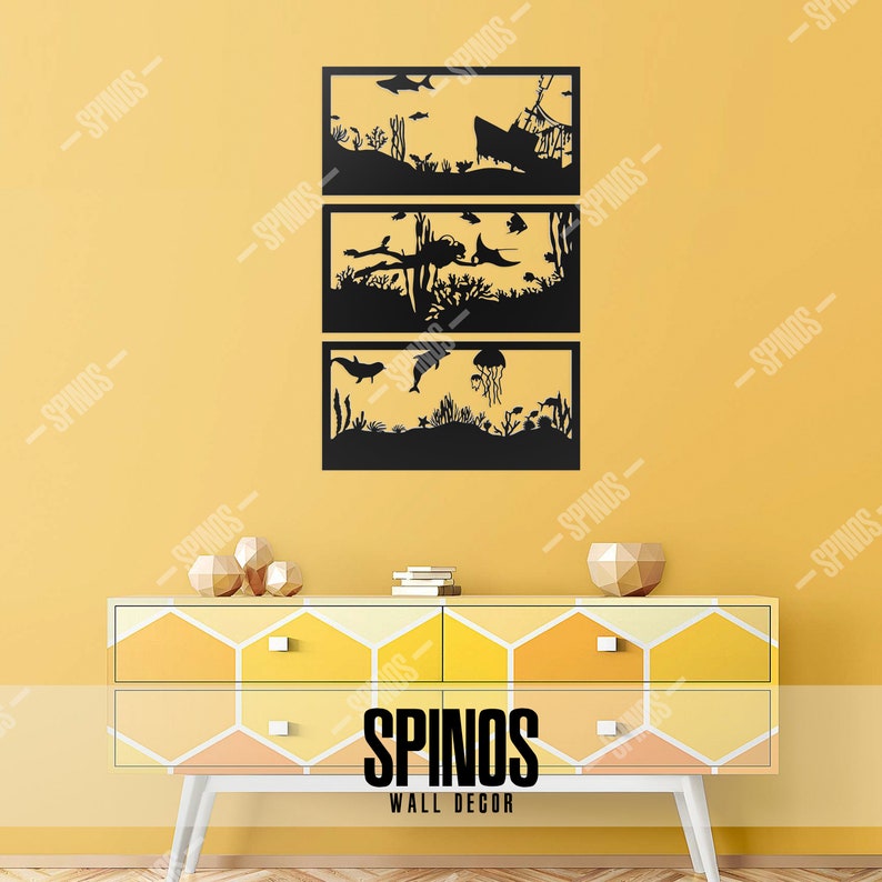 Ocean Wood Wall Decor Sea Art Underwater Sign Diver Etsy