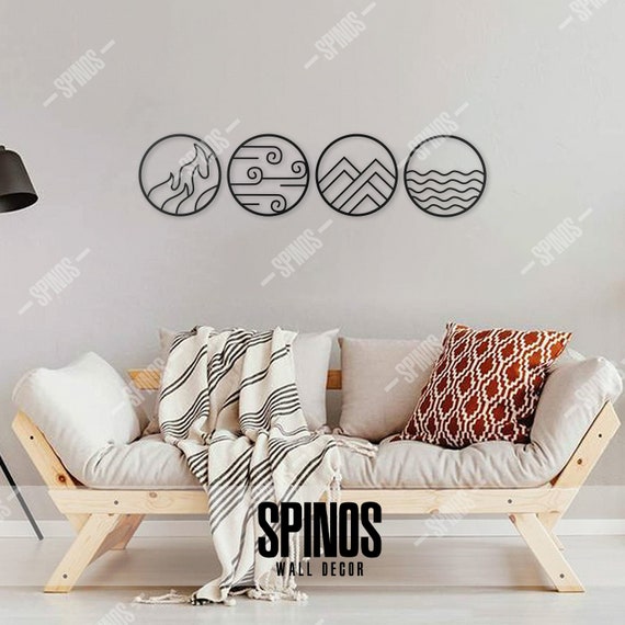 Four Elements Minimalist Wood Wall Art 4 Elements Symbols Wall