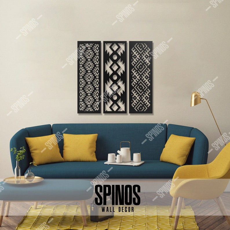 African Patterns Wall Art Traditional Texture Wood Decor Fabric Wooden Sign Africa Motifs Wall Hanging 3 Pieces Home Decorations image 7