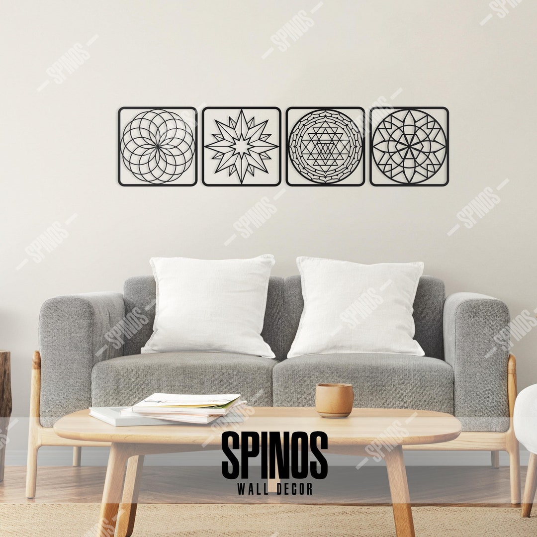 Mandala Wooden Wall Art Set: Sacred Geometry Decor - Etsy