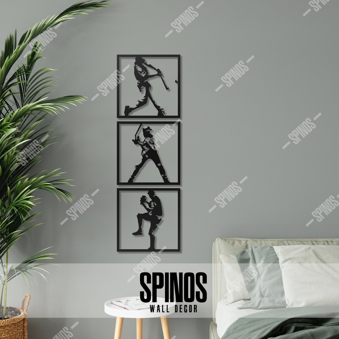 Baseball Wood Wall Art Baseballer Wall Decor 3 Pieces Etsy