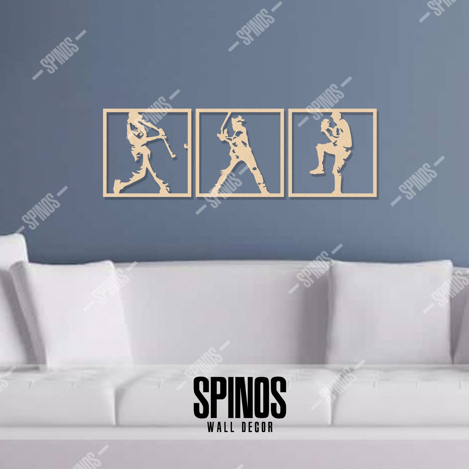 Baseball Wood Wall Art Baseballer Wall Decor 3 Pieces Etsy