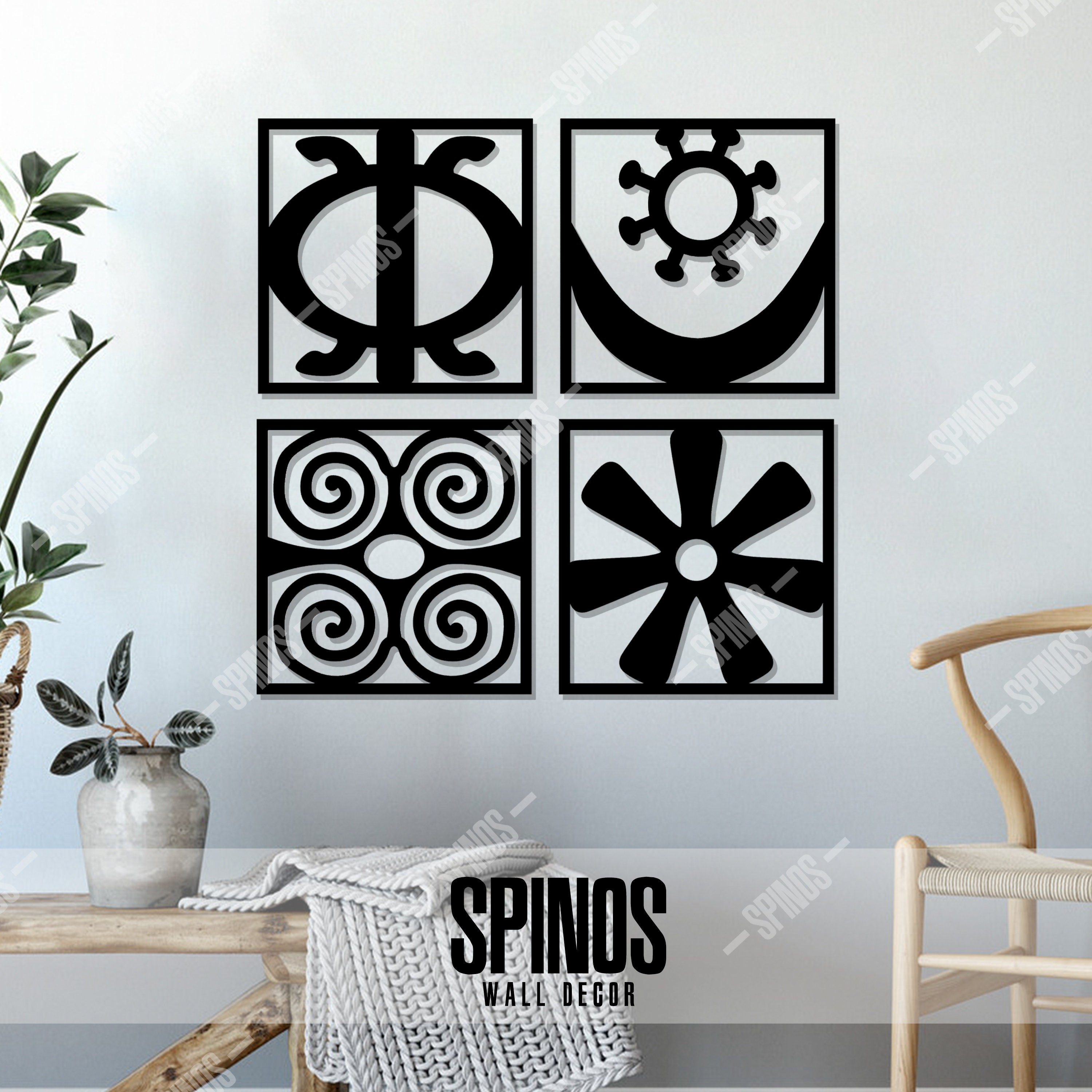 Adinkra Symbols Wood Wall Decor African Wall Art Ghanaian Etsy UK