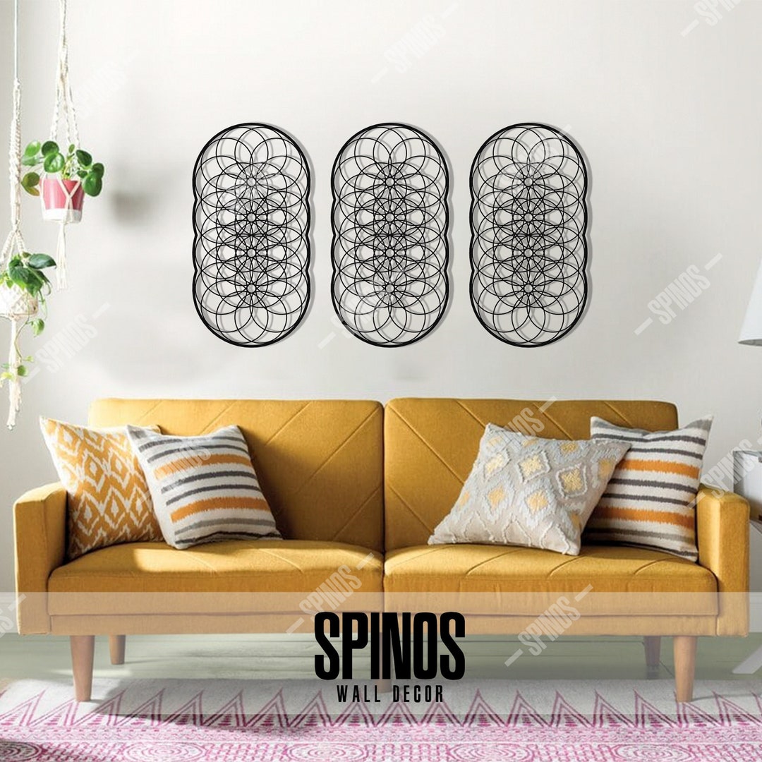 Geometric Wood Wall Art: Sacred Geometry Decor, Torus, Set of 3 - Etsy