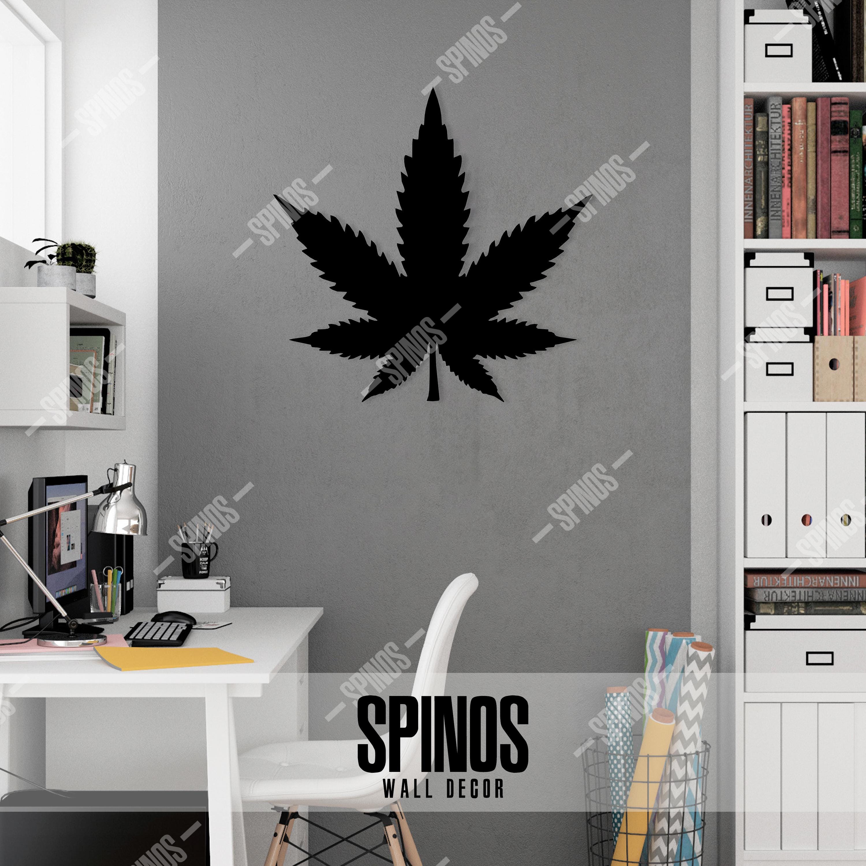 木製マリファナリーフウォールアート - 大麻植物の装飾 - モダンな家庭 