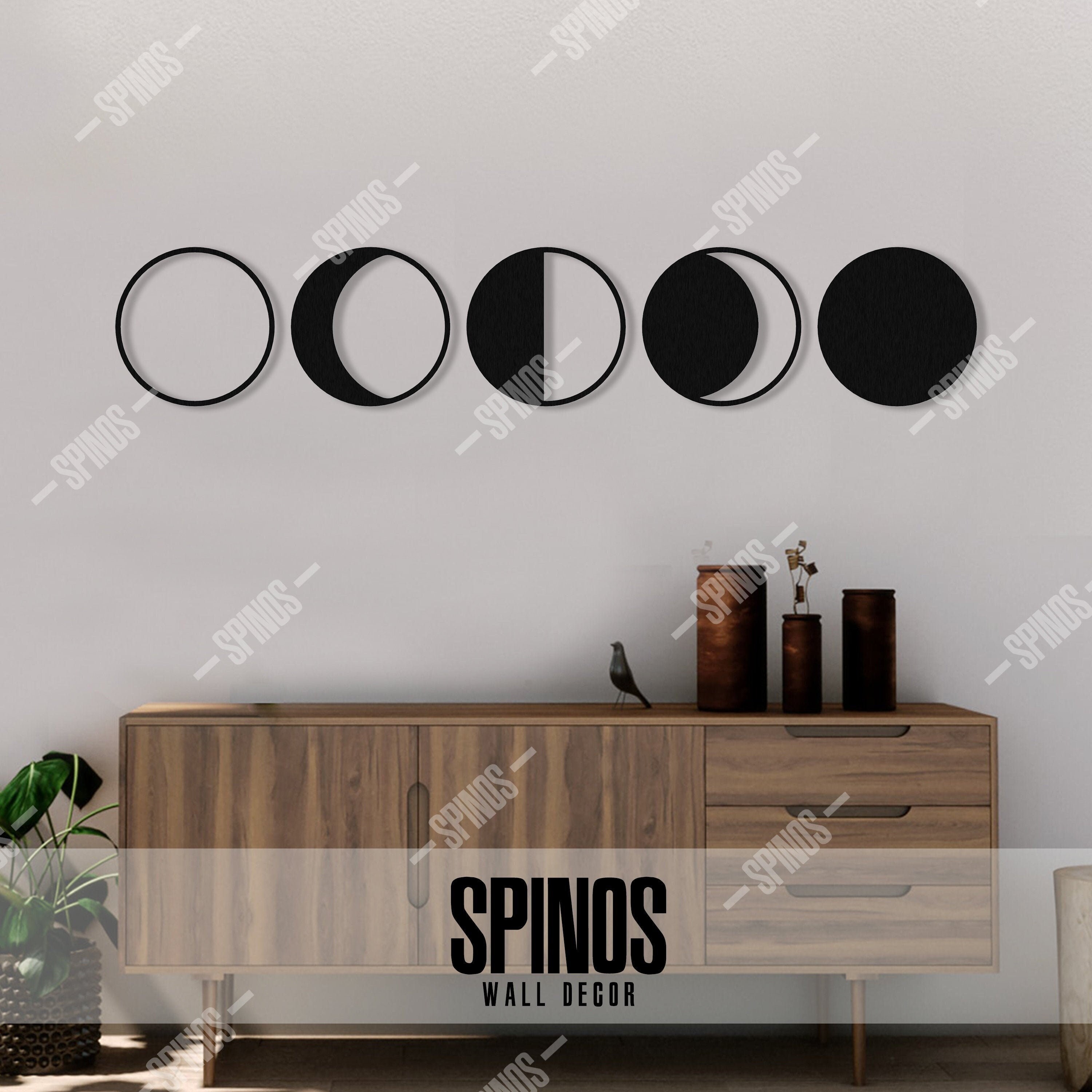 Lunar Phases Wood Wall Decor: Minimalist Black Moon Art - Etsy