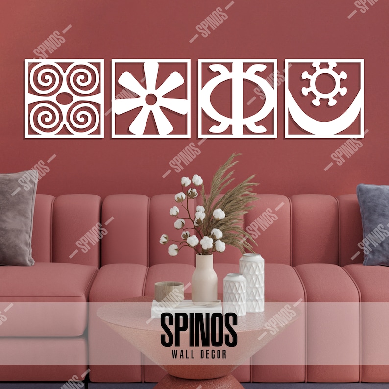 Adinkra Symbols Wood Wall Decor African Wall Art Ghanaian Etsy