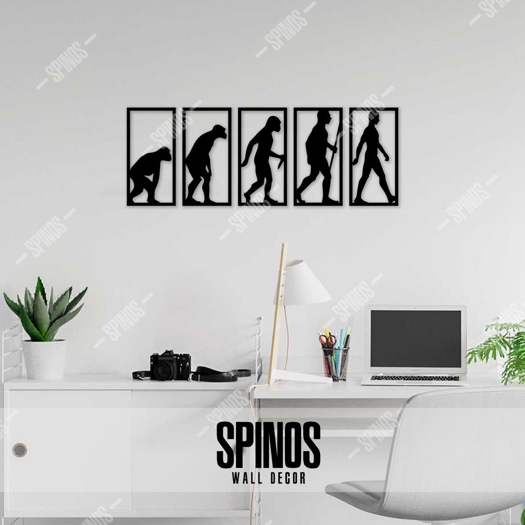 Human Evolution Wood Wall Art: Darwin Theory Home Decor - Etsy