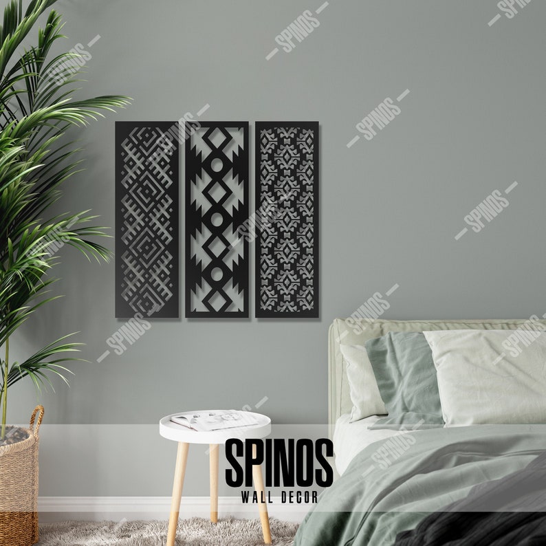 African Patterns Wall Art Traditional Texture Wood Decor Fabric Wooden Sign Africa Motifs Wall Hanging 3 Pieces Home Decorations image 1