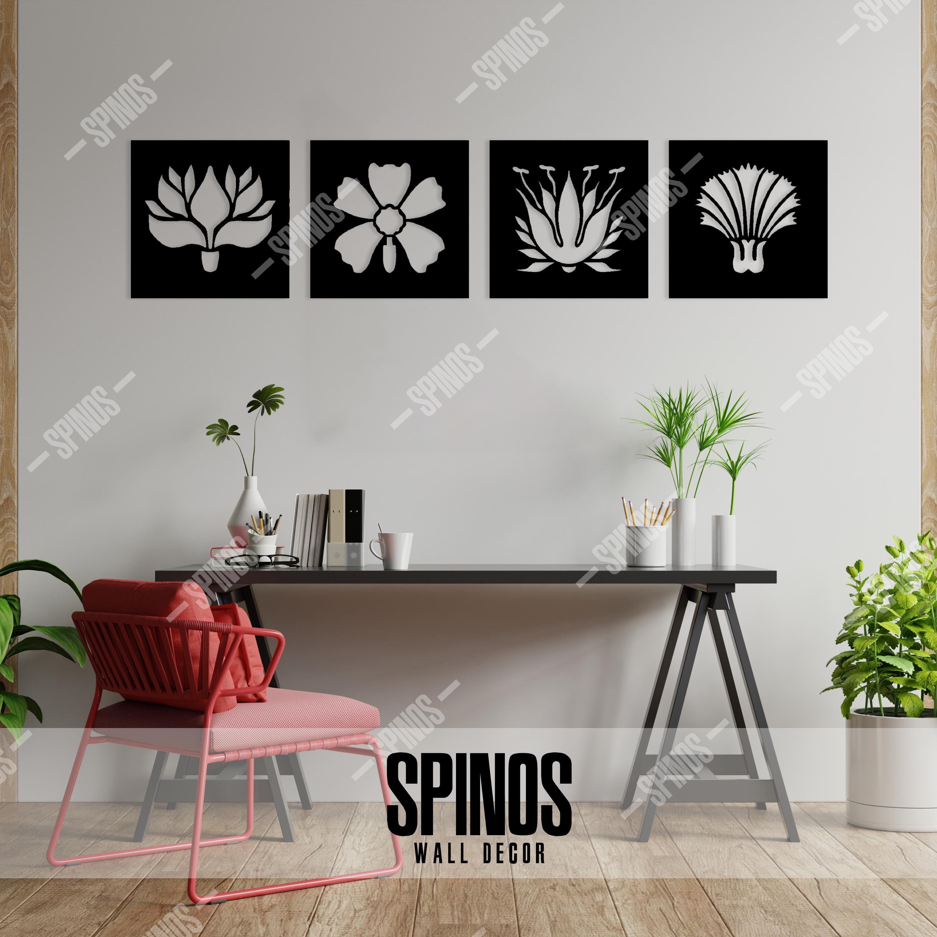 Jugendstil Blumen Wand Dekor – Hölzerne Wilde Blumen Art