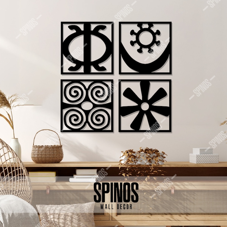 Adinkra Symbols Wood Wall Decor African Wall Art Ghanaian Etsy