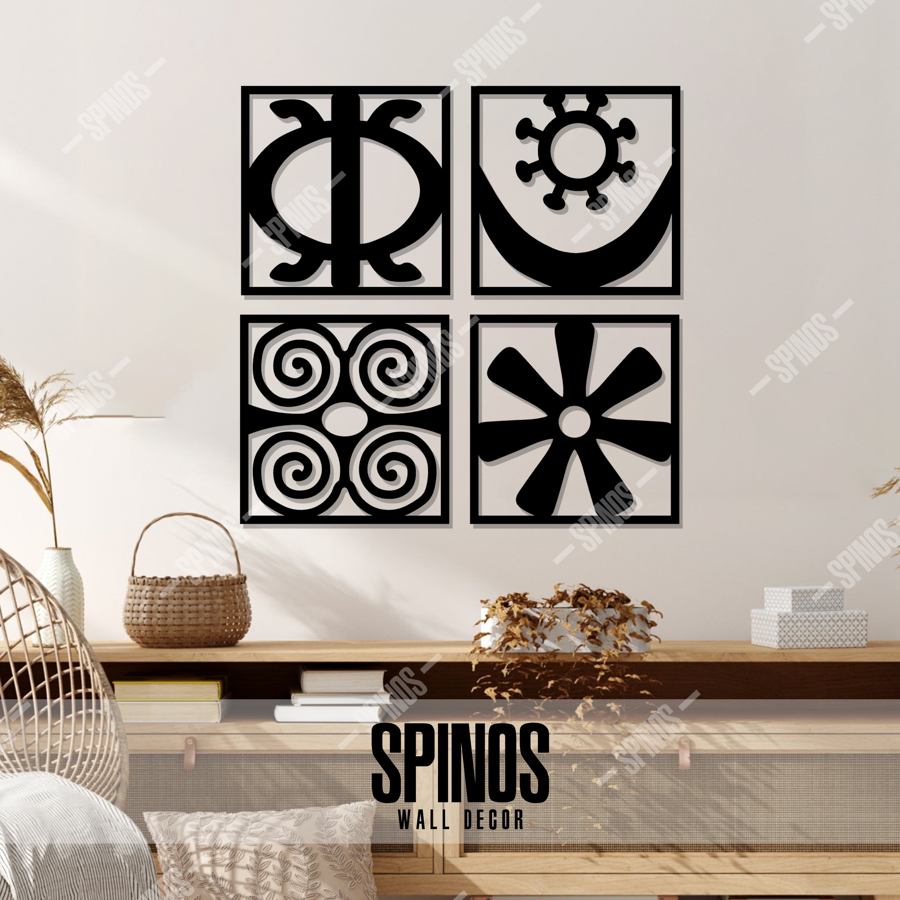 Adinkra Symbols Wood Wall Decor African Wall Art Ghanaian Etsy