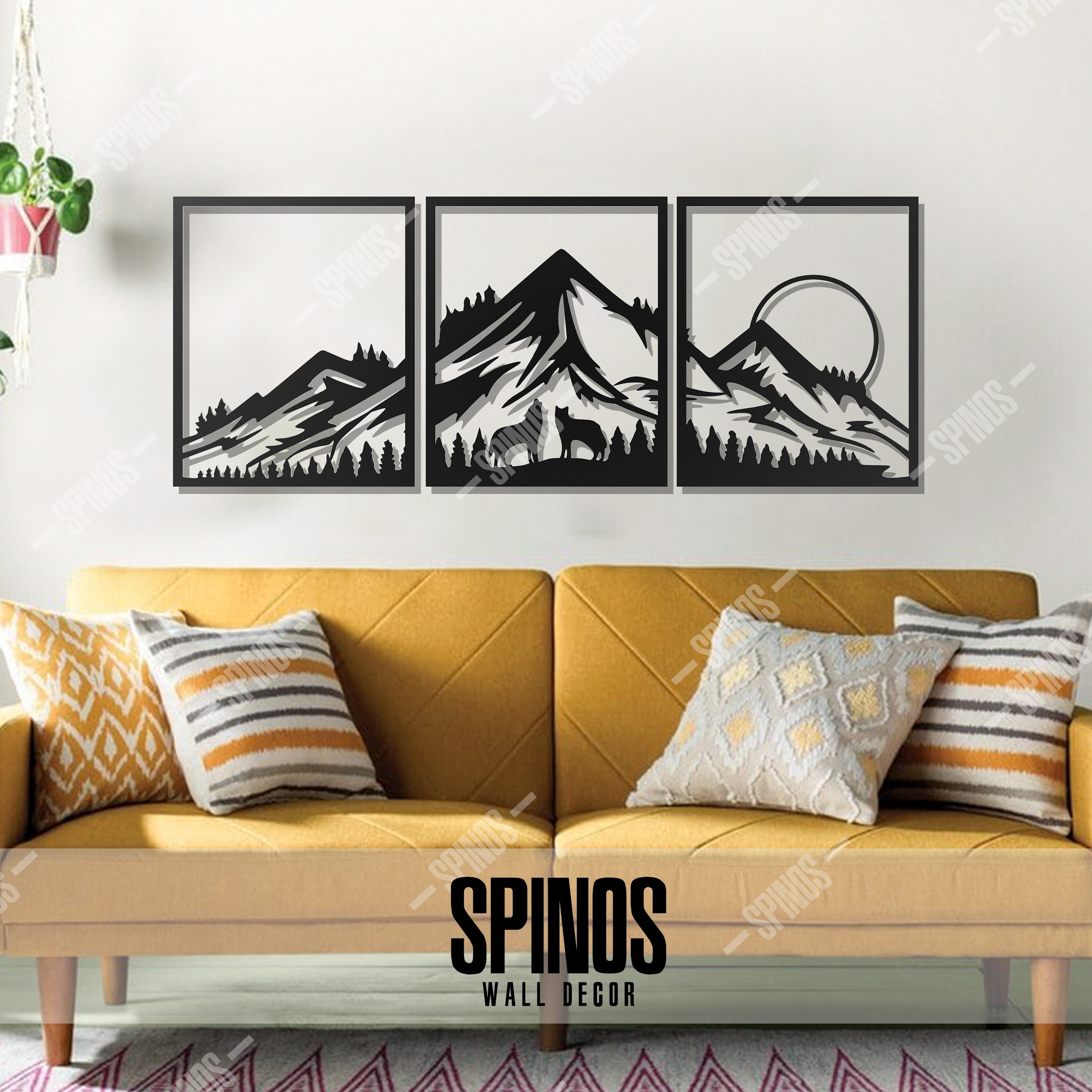 Mountain Wall Decor Landscape Wall Art Forest Wood Sign | Etsy