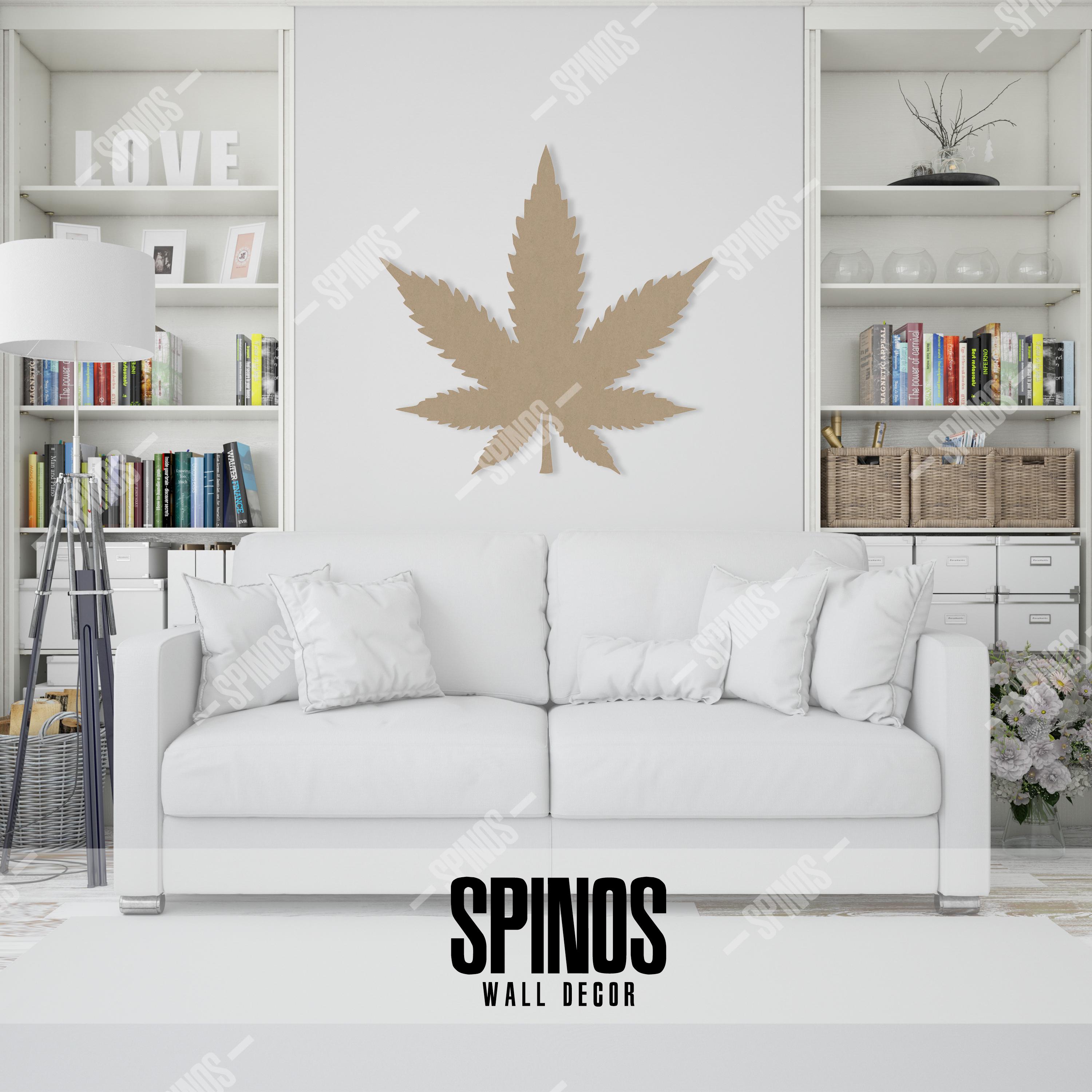 木製マリファナリーフウォールアート - 大麻植物の装飾 - モダンな家庭 