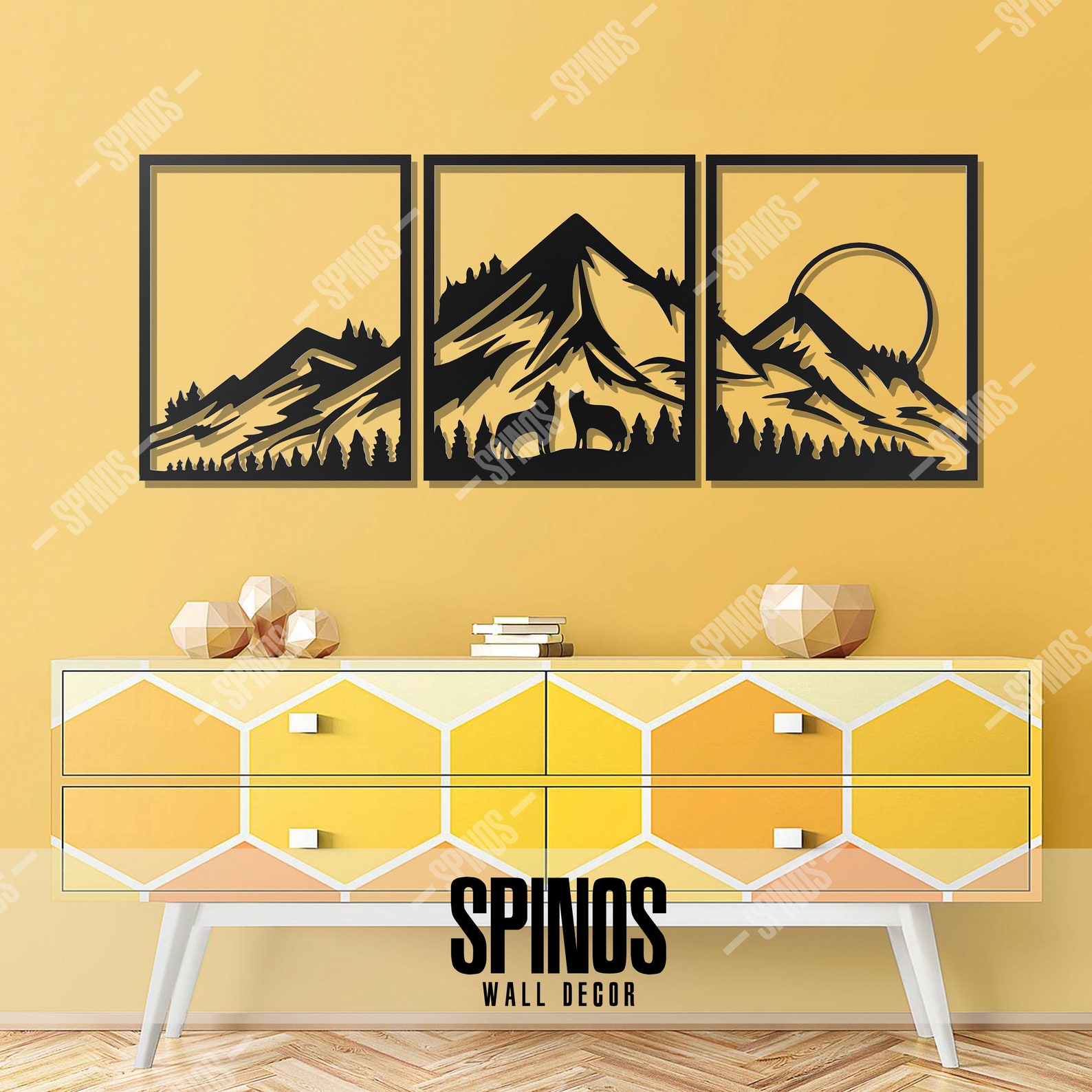Mountain Wall Decor Landscape Wall Art Forest Wood Sign Etsy